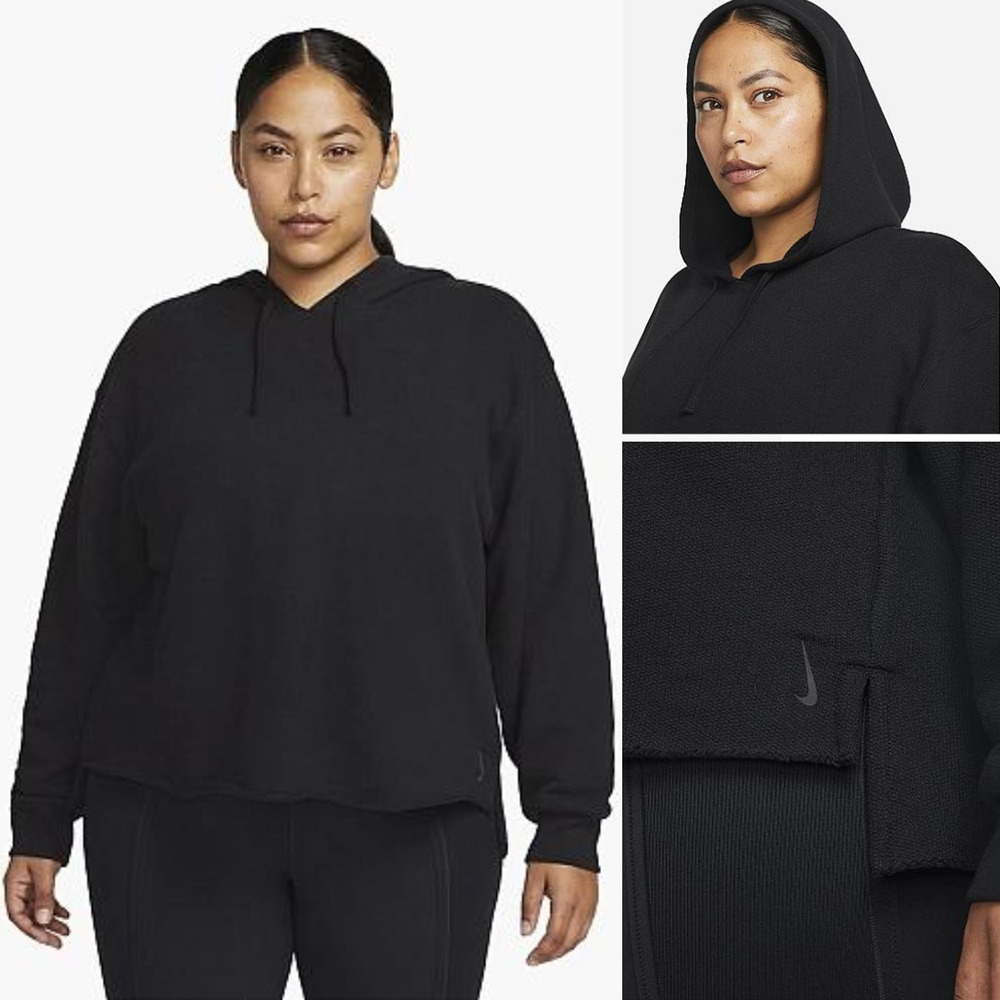 Nike Yoga Therma-fit Hooded Sweatshirt Plus Size 2X Black DN6472-010 $70 NEW
